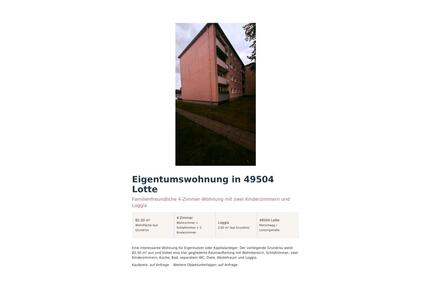 Eigentums Wohnung 4 Zimmer 82,5 qm² - Lotte