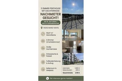 3-Zimmer-Penthouse mit großer Dachterrasse in Mainz-Kastel - Wiesbaden