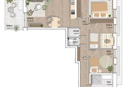4 Zimmerwohnung NEUBAU Balkon Tiefgaragenstellplätze vermieten - Weiler-Simmerberg