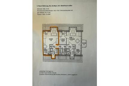 1 Raum DG Wohnung ab sofort - 650,00&nbsp;EUR Kaltmiete, ca.&nbsp; 34,00&nbsp;m&sup2; in Leegebruch (PLZ: 16767)