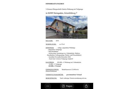 3-Zimmer-Obergeschoß-Galerie-Wohnung mit Tiefgarage - Steingaden