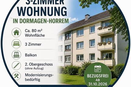 3-Zimmer Wohnung in Dormagen zu verkaufen. Ab 31.10.2026 frei.