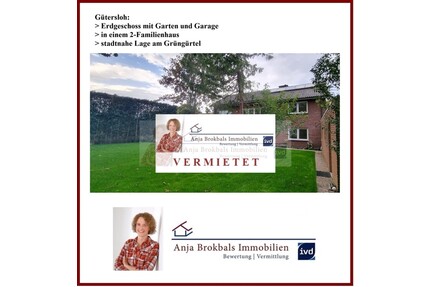Gütersloh: Erdgeschoss mit Garten und Garage in einem 2 Familienhaus, stadtnahe Lage am Grüngürtel