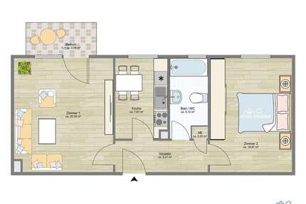 Wohnung zum Mieten in Augsburg 900,00 € 57 m²