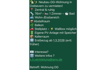 Ostbevern: Dachgeschosswohnung Neubau