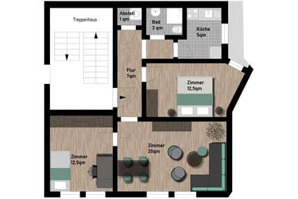 3-Zimmer Wohnung mit Einbauküche im Zentrum von Ilmenau - 61m²