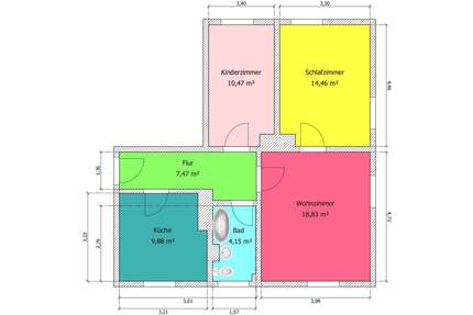 Wohnung zum Mieten in Mittweida 399,00 € 65.18 m²