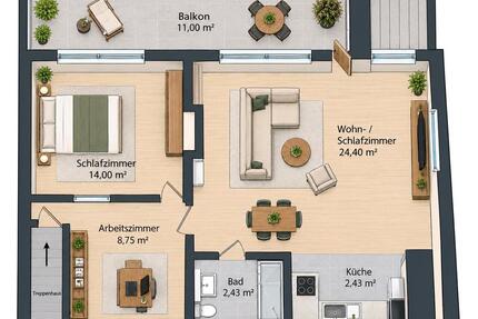 2,5-Zimmer-Dachgeschosswohnung mit großem Balkon dir. an KVB +Bus - Bergisch Gladbach Alt-Frankenforst
