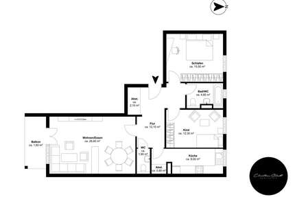 Wohnung zum Mieten in Markkleeberg 1.050,00 € 90 m²