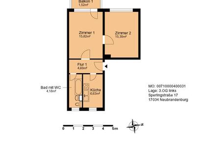 Renovierte 2- Zimmer Wohnung im Vogelviertel - Neubrandenburg Datzeberg