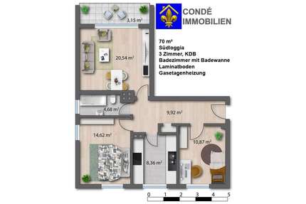 Wohnung zum Mieten in Wuppertal-Oberbarmen 549,00 € 70 m²