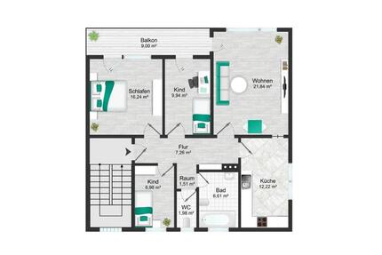 4 - Zimmer Wohnung Töging Mühldorf - Töging am Inn