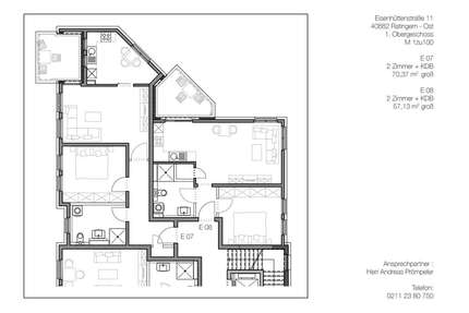 Wohnung zum Mieten in Ratingen 1.020,00 € 70.37 m²