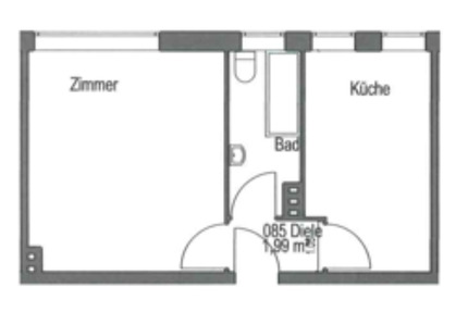 Helle 1- Zimmerwohnung - 400,00&nbsp;EUR Kaltmiete, ca.&nbsp; 35,00&nbsp;m&sup2; in Kiel (PLZ: 24106) Wik