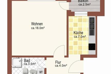 Sanierte 1 Zimmer Wohnung, SW-Balkon, EBK Top-Lage Braunschweig