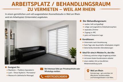 Studio in Weil am Rhein,Behandlungsraum zu vermieten. - Lörrach