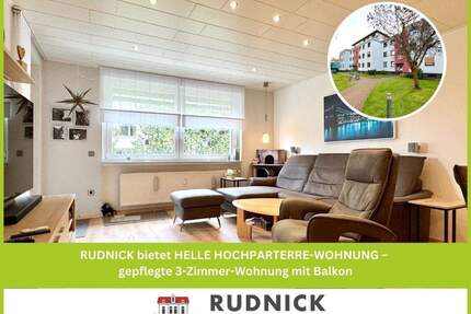 RUDNICK bietet HELLE HOCHPARTERRE-WOHNUNG - gepflegte 3-Zimmer-Wohnung mit Balkon - Wunstorf
