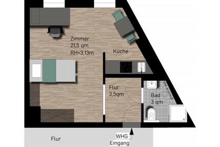 1-Zimmer Wohnung mit Einbauküche im Zentrum von Ilmenau - 26m²