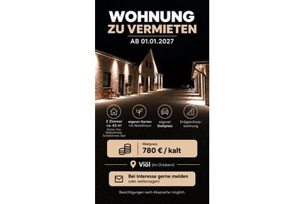 2-Zimmer-EG-Wohnung mit Garten, Einbauküche & Stellplatz – Viöl