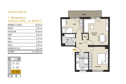 Wohnung zum Kaufen in Köln 366.410,00 € 66.62 m²