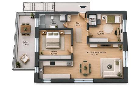 3 Zimmer Neubauwohnung - 1.400,00&nbsp;EUR Kaltmiete, ca.&nbsp; 78,00&nbsp;m&sup2; in Singen (Hohentwiel) (PLZ: 78224)