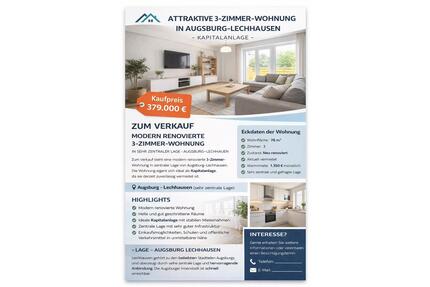 Wohnung zu verkaufen - 3 Zimmer Neu Renoviert - Augsburg Firnhaberau