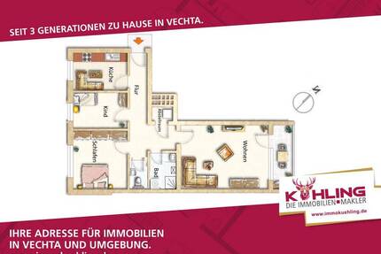 Entspannt zurücklehnen! Kernsanierte 3-Zimmer-Wohnung! - Vechta