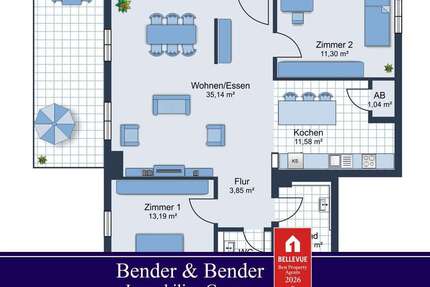 Wohnung zum Mieten in Limburg a. d. Lahn 1.050,00 € 95.73 m²
