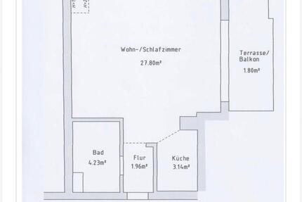 1-Zimmer Wohnung Bensheim Stadtmitte, Balkon, Küche