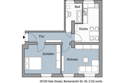 Wohnung wird gerade saniert! - 490,00&nbsp;EUR Kaltmiete, ca.&nbsp; 55,31&nbsp;m&sup2; in Halle (Saale) (PLZ: 06128) Gesundbrunnen
