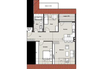 Wohnung zum Mieten in Leipzig 1.243,00 € 92.08 m²