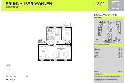 Wohnung zum Mieten in Augsburg 1.695,00 € 93.29 m²