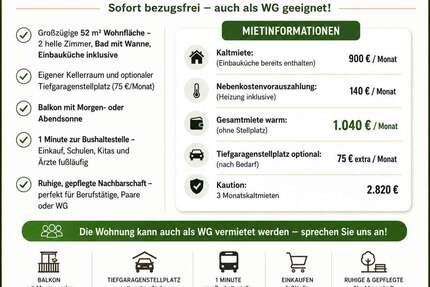 Wohnung zum Mieten in Heilbronn 896,00 € 52 m²