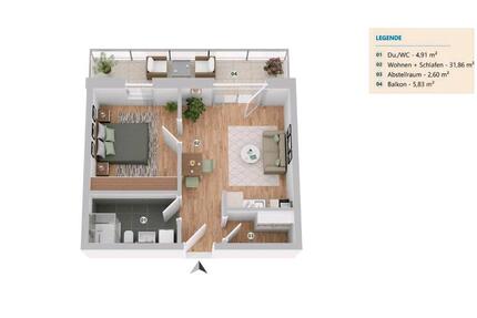 Moderne 2-Zi.-Neubauwohnung (Bj: 2023) mit Balkon, EBK ab 01.07. - Kemnath