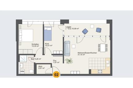 Loft 3 Zimmer - lichtdurchflutet, Loggia - Kornwestheim