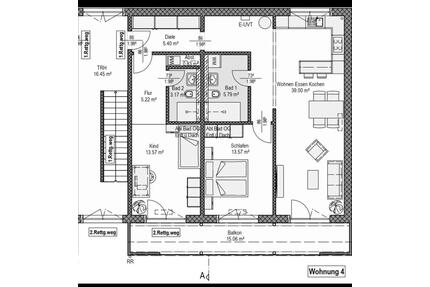 3 Zimmerwohnung Neubau Erstbezug 1. OG Balkon 86932 Pürgen ab 1%