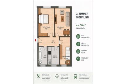 3 Zimmer Wohnung Frisch renoviert - Bad Kleinen