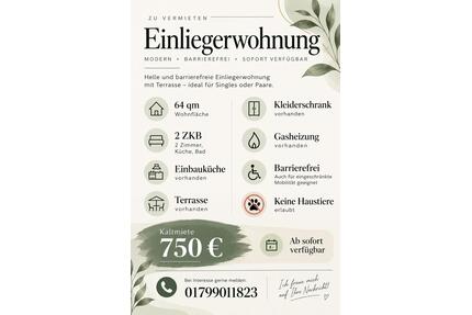 Einliegerwohnung 2 ZKB - 750,00&nbsp;EUR Kaltmiete, ca.&nbsp; 64,00&nbsp;m&sup2; in Dillingen (Saar) (PLZ: 66763)