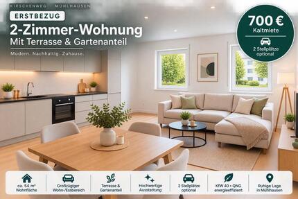 Erstbezug: 2-Zimmer-Whng Terrasse und Gartenanteil - Mühlhausen