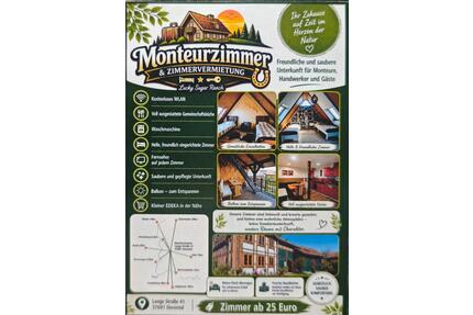 Monteurzimmer Zimmervermietung - 25,00&nbsp;EUR Kaltmiete, ca.&nbsp; 80,00&nbsp;m&sup2; in Boffzen (PLZ: 37691)