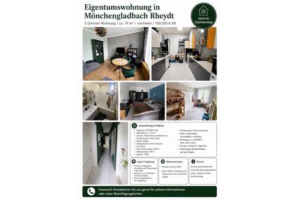 Eigentumswohnung - 180.000,00&nbsp;EUR Kaufpreis, ca.&nbsp; 74,00&nbsp;m&sup2; in Mönchengladbach (PLZ: 41236) Süd
