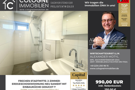 *SELTEN* ERDGESCHOSSWOHNUNG IN FRECHEN STADTMITTE - NEU SANIERT MIT KÜCHE!