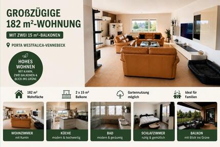 Großzügige 182 m²‑Wohnung mit zwei 15 m²‑Balkonen - Porta Westfalica