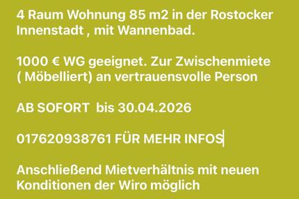 ROSTOCKER 4 Raumwohnung WG geeignet zu besten Konditionen - Barth