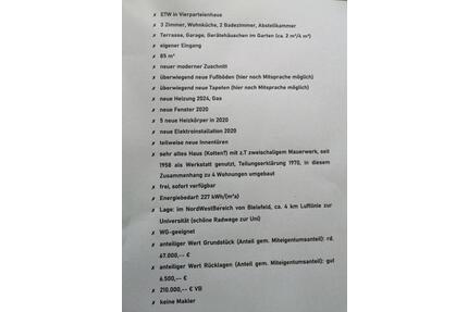 Eigentumswohnung, sofort verfügbar - Bielefeld Jöllenbeck