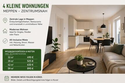 4 Kleine Wohnungen in Meppen – Zentrumsnah | All-Inclusive Mie - Neubörger