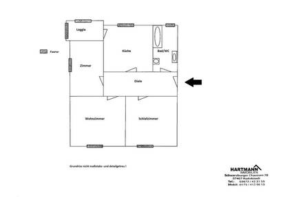 Kleine 2 12-Zimmer-Wohnung mit Loggia und Einbauküche in zentraler Wohnlage von Rudolstadt