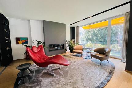 Designer Maisonette-Wohnung nähe Zoopark mit Blick ins Grüne, Fussbodenheizung, Kamin, Terrasse - Düsseldorf Düsseltal