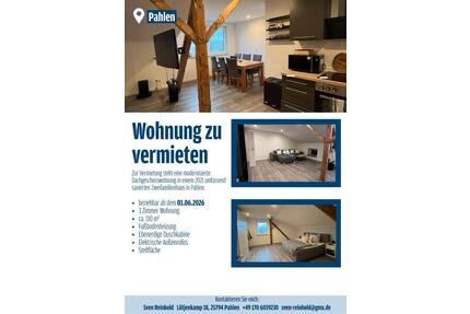 Moderne 3 Zimmerwohnung - 900,00&nbsp;EUR Kaltmiete, ca.&nbsp; 110,00&nbsp;m&sup2; in Pahlen (PLZ: 25794)