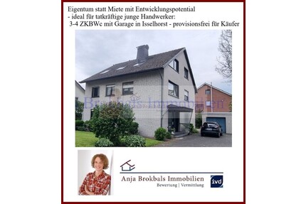 Eigentum statt Miete mit Entwicklungspotential - ideal für tatkräftige junge Handwerker: 3-4 ZKBWc mit Garage in Isselhorst - provisionsfrei für Käufer - Gütersloh